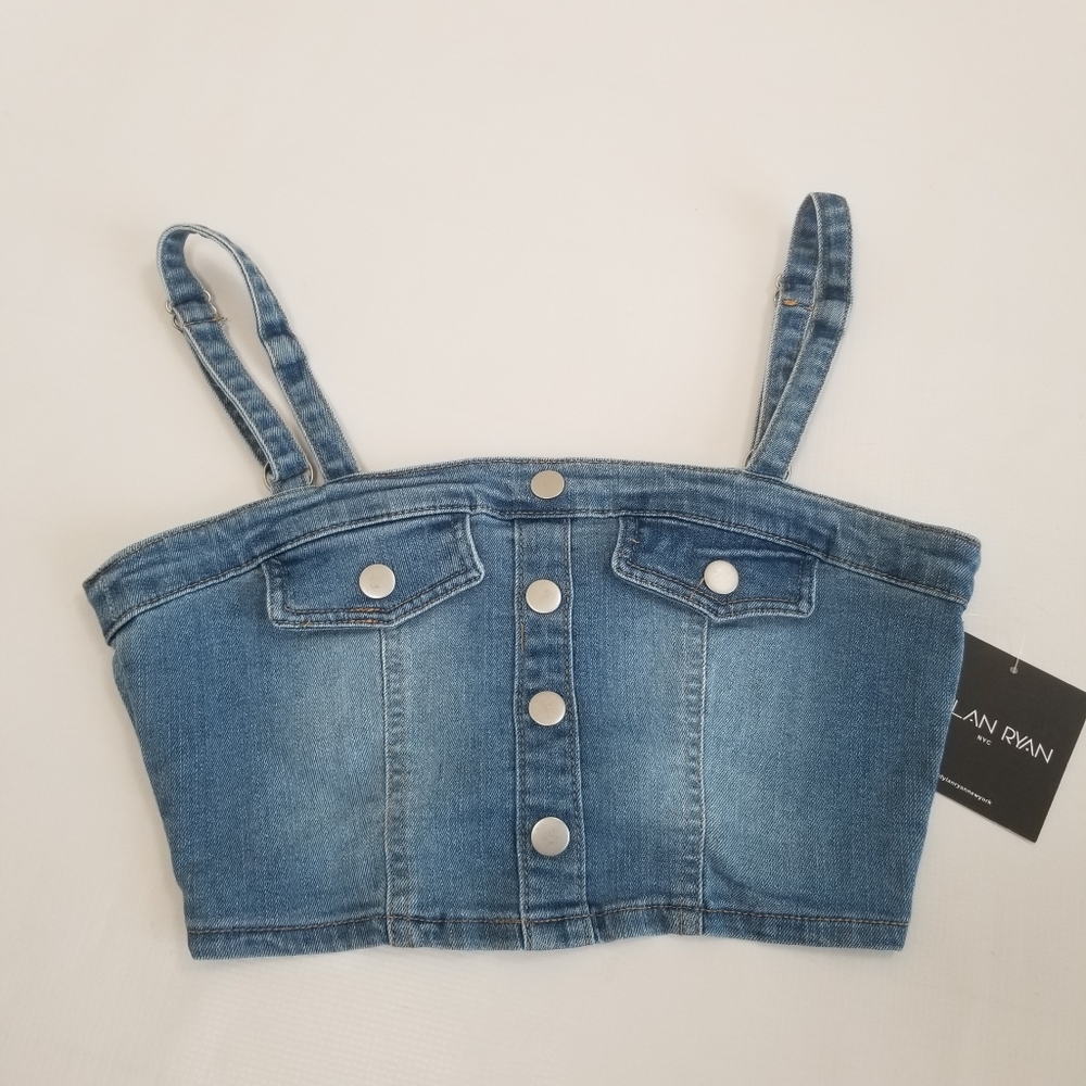Dylan Ryan Denim Crop Top Medium NWT